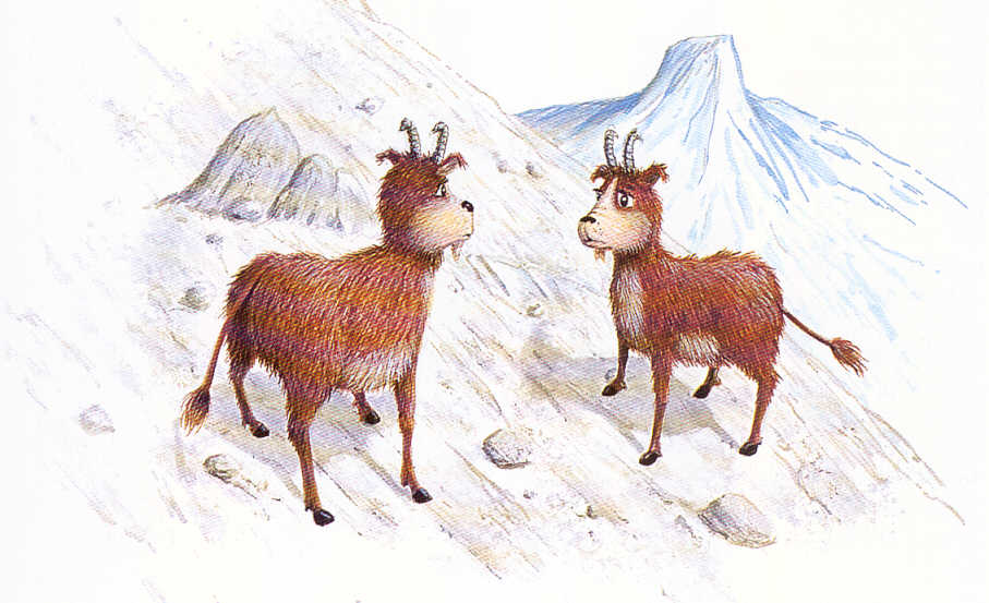 Two Dahu's during a dramatic encounter.